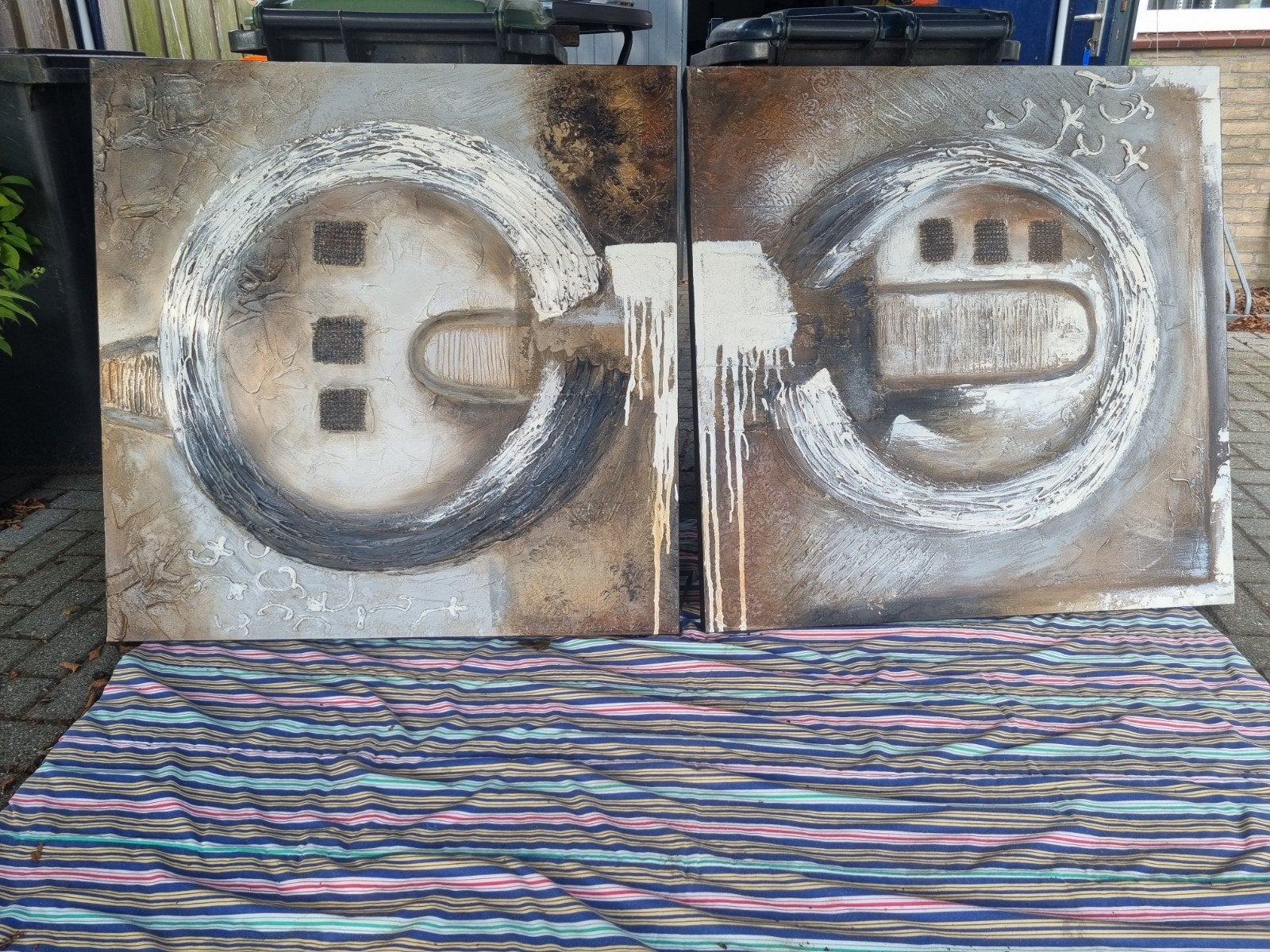 2luik - 2 x 1 bij 1 meter - Cobra Art Company, Ophalen, Acrylverf, Textiel, Op houten frame