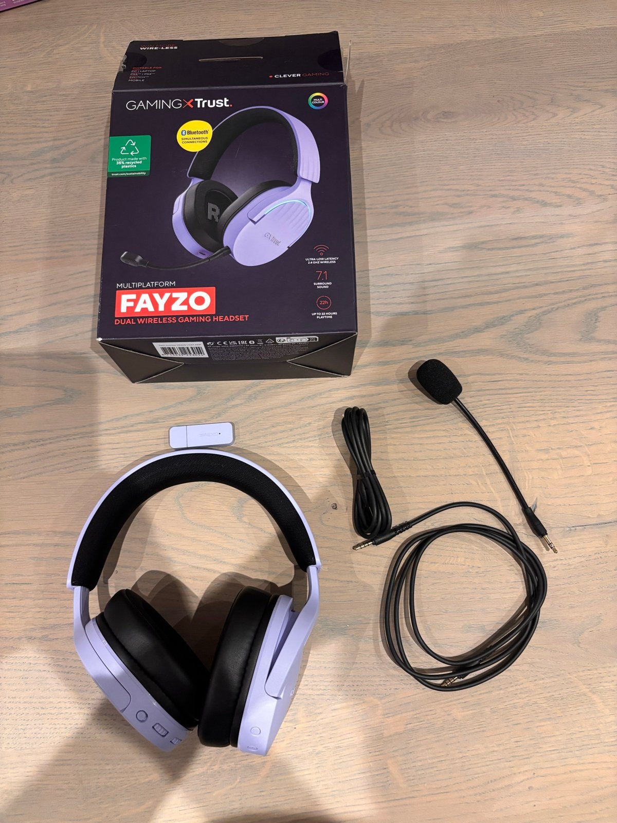 Trust Fayzo Draadloze Gaming Headset - Paars, Overige merken, Bluetooth, Ophalen of Verzenden, Zo goed als nieuw