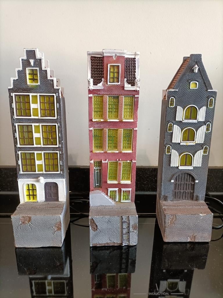 Vintage grachten huisjes. Met verlichting., Ophalen, Gebruikt