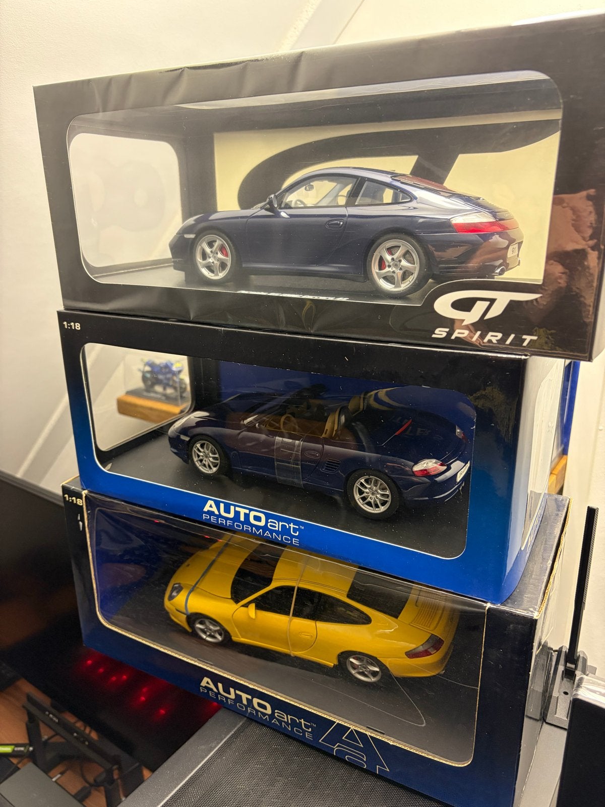 3x Porsche Schaalmodellen: Autoart & GT Spirit 1:18, Ophalen of Verzenden, Zo goed als nieuw, Auto, Autoart