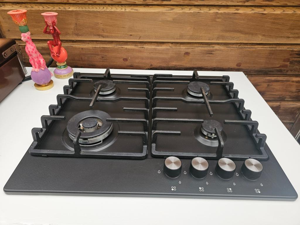 4-pits gasfornuis, zwart, inbouw, Witgoed en Apparatuur, Fornuizen, Ophalen, Minder dan 85 cm, 60 cm of meer, Nieuw