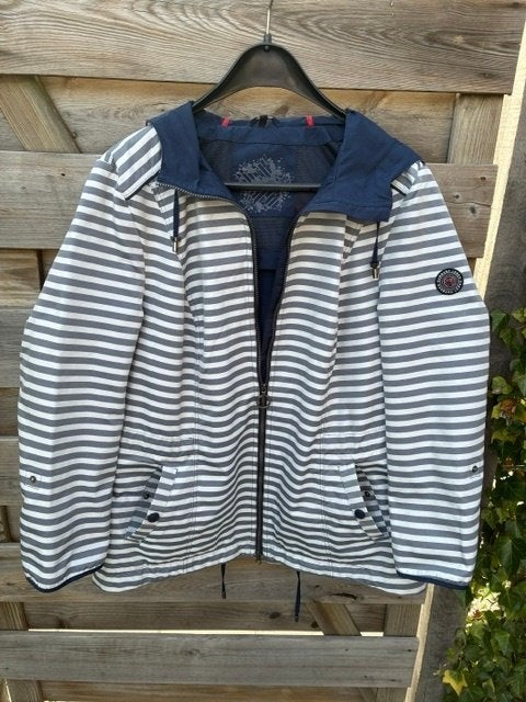 jas jack zomer Barbara Lebek wit/blauw gestreept 46 zgan, Blauw, Maat 46/48 (XL) of groter, Ophalen of Verzenden, Zo goed als nieuw