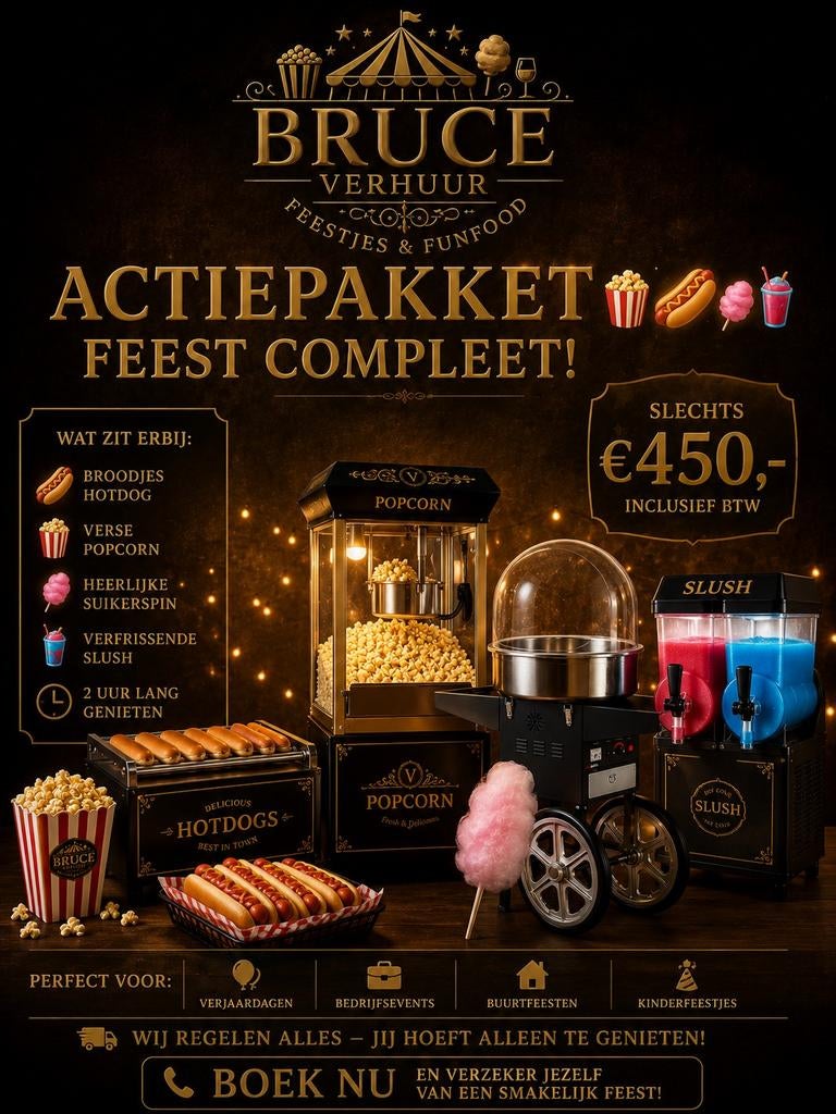 Actiepakket: Suikerspin, Popcorn, Slush & Hotdog (max 50p), Ophalen of Verzenden, Nieuw, Verjaardag