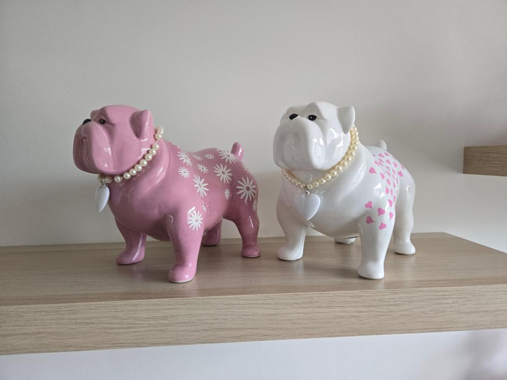 2 originele Pomme Pidou spaarpotten, Bulldog XXL, Ophalen of Verzenden, Gebruikt, Meerkleurig, Steen/keramiek
