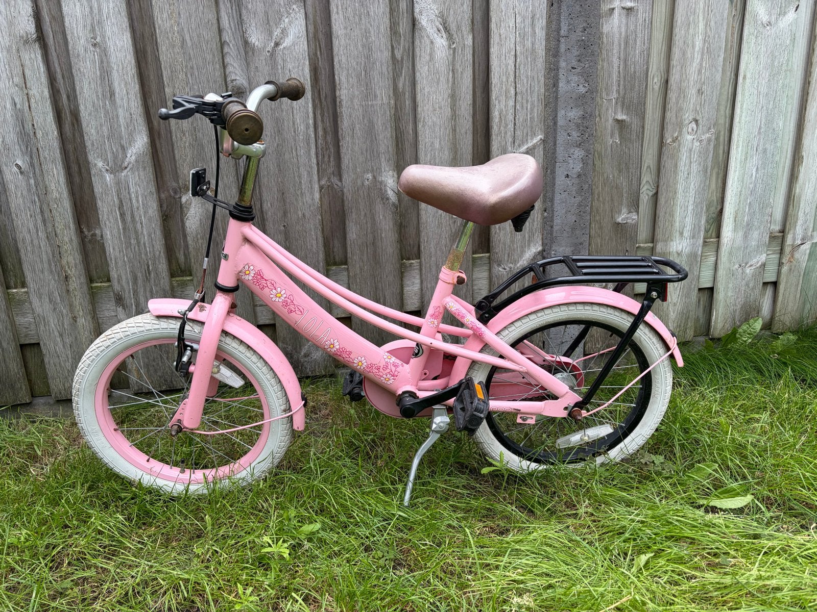 Roze kinderfiets 16 inch met terugtraprem, Ophalen, Gebruikt, Terugtraprem, 16 tot 20 inch