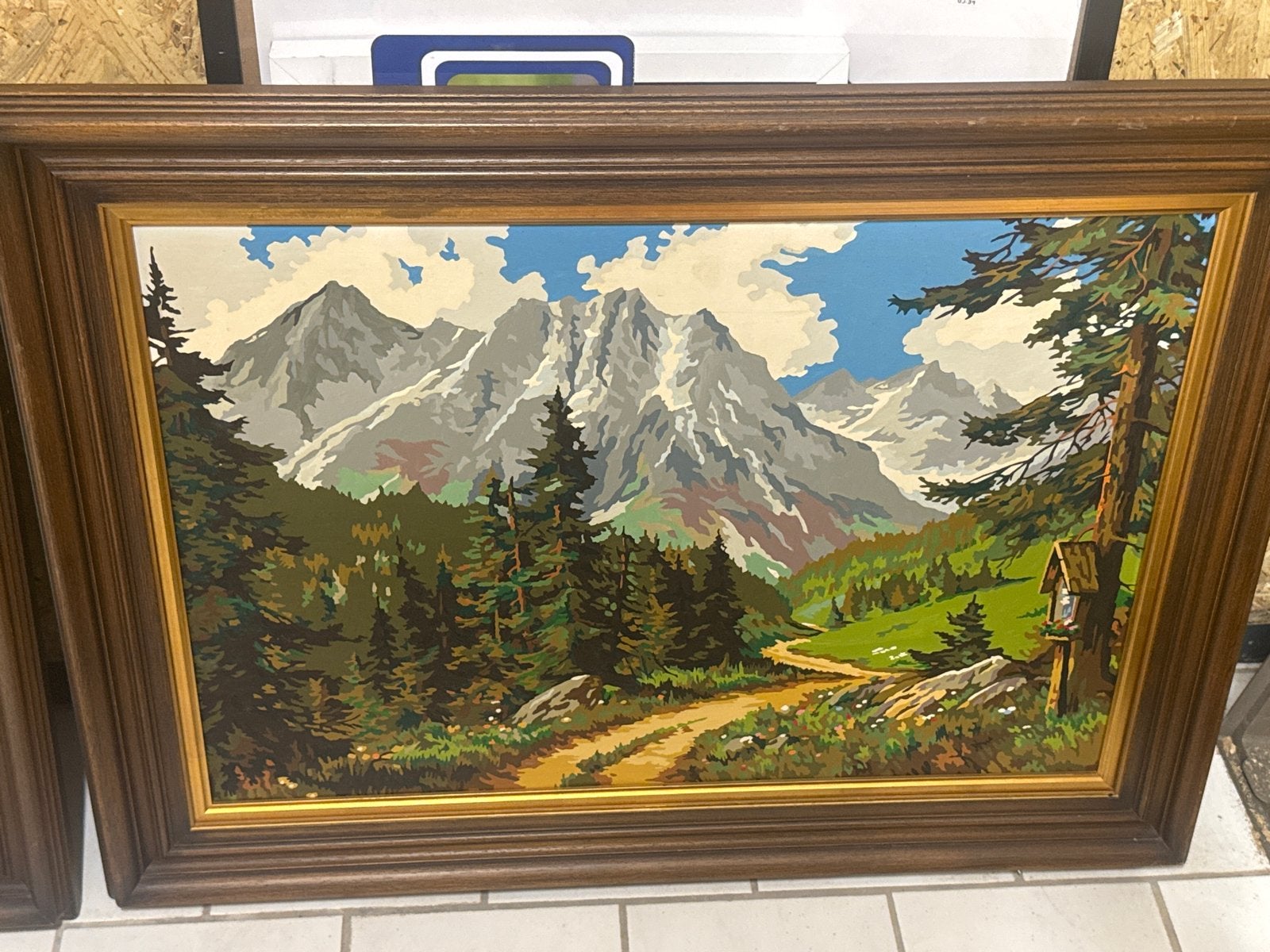 Schilderij Berglandschap met Bos en Pad, Ophalen, Doek, Realistisch, Landschap