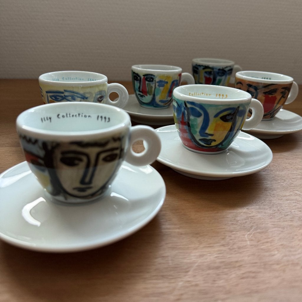 illy Collection 1993 - Sandro Chia "Facce Italiane" - 6x, Ophalen of Verzenden, Zo goed als nieuw, Overige stijlen, Illy