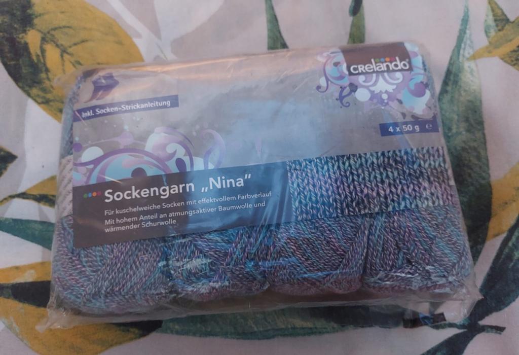 Pakket (4 bollen) sokkenwol blauw gemêleerd, Ophalen of Verzenden, Nieuw, Breien of Haken, Wol of Garen