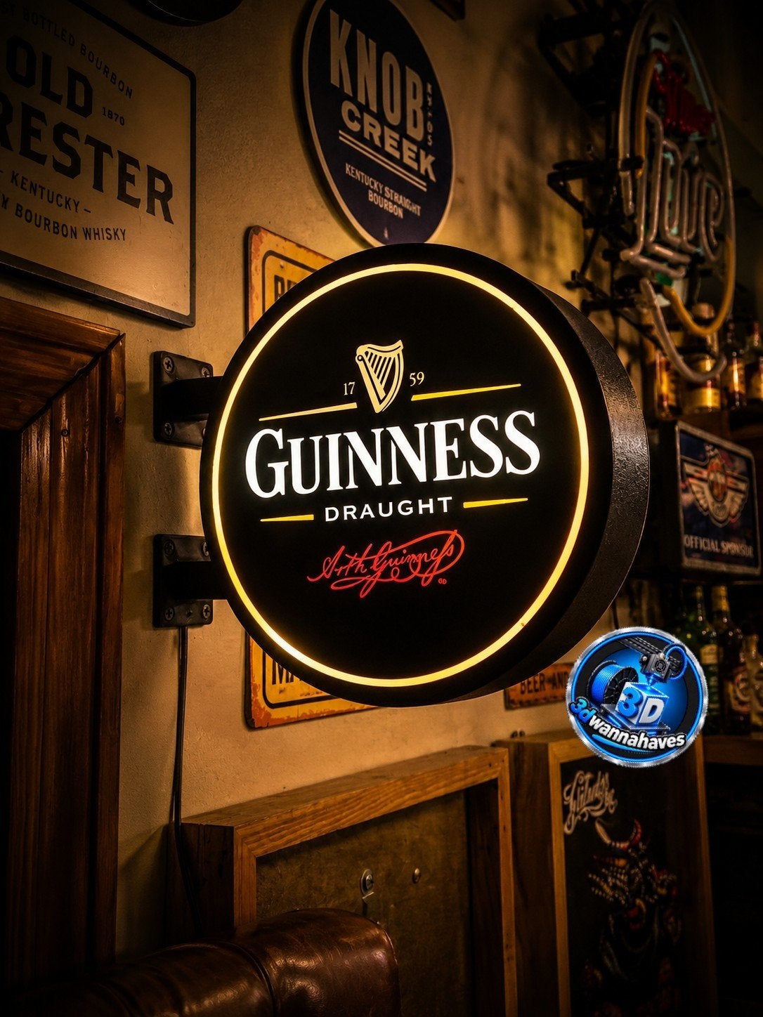 Dubbele Guinness Lichtbak - Perfect voor Mancave/Thuisbar, Verzamelen, Ophalen of Verzenden, Nieuw, Reclamebord, Plaat of Schild