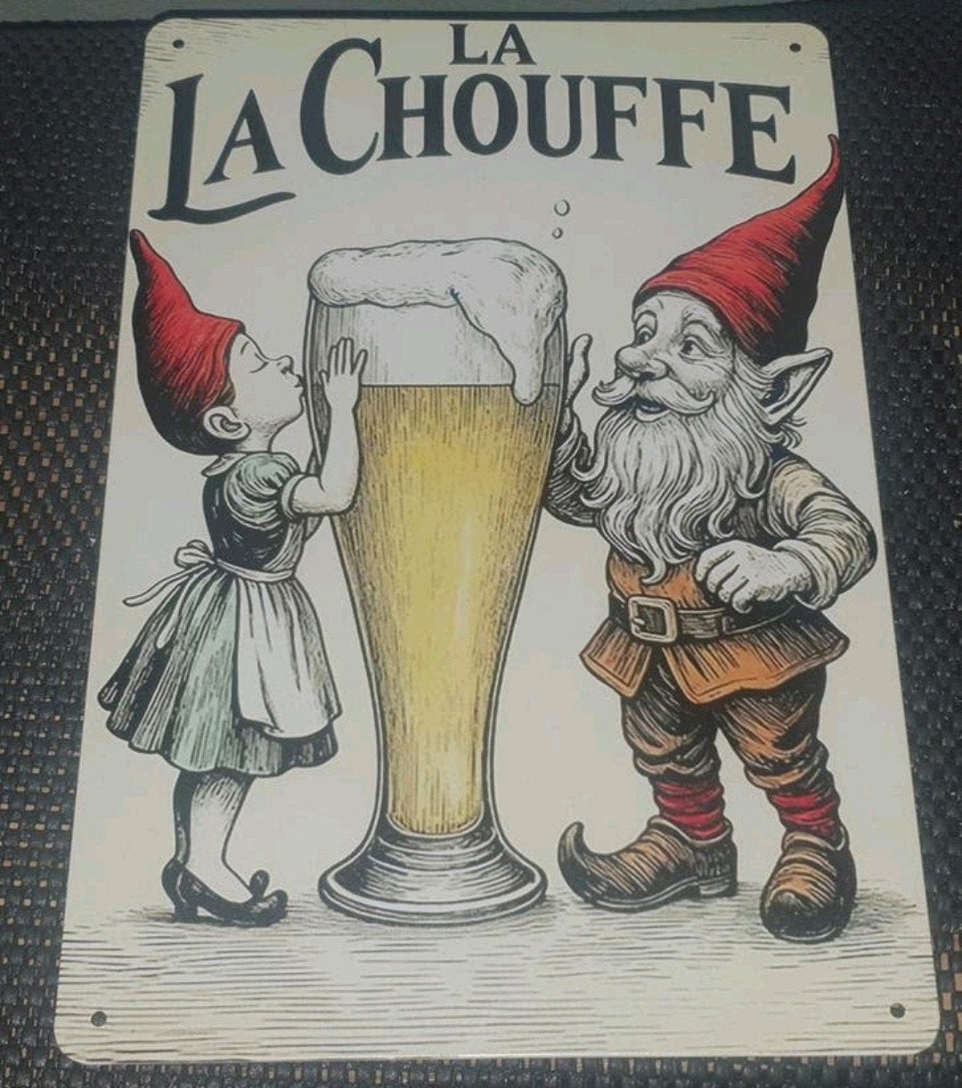 La Chouffe Wandbord - Dé eyecatcher voor je Man cave!, Ophalen of Verzenden, Nieuw, Reclamebord, Plaat of Schild, Overige merken