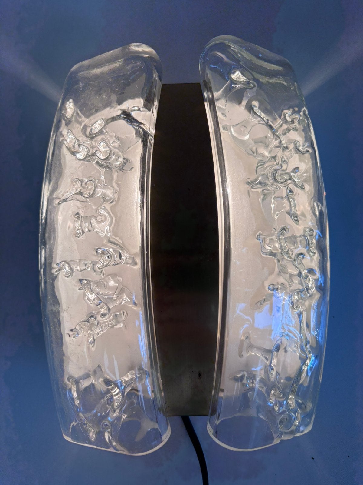 Doria 1970 wandlamp van gestructureerd ijsglas en messing, Ophalen of Verzenden, Zo goed als nieuw, Metaal