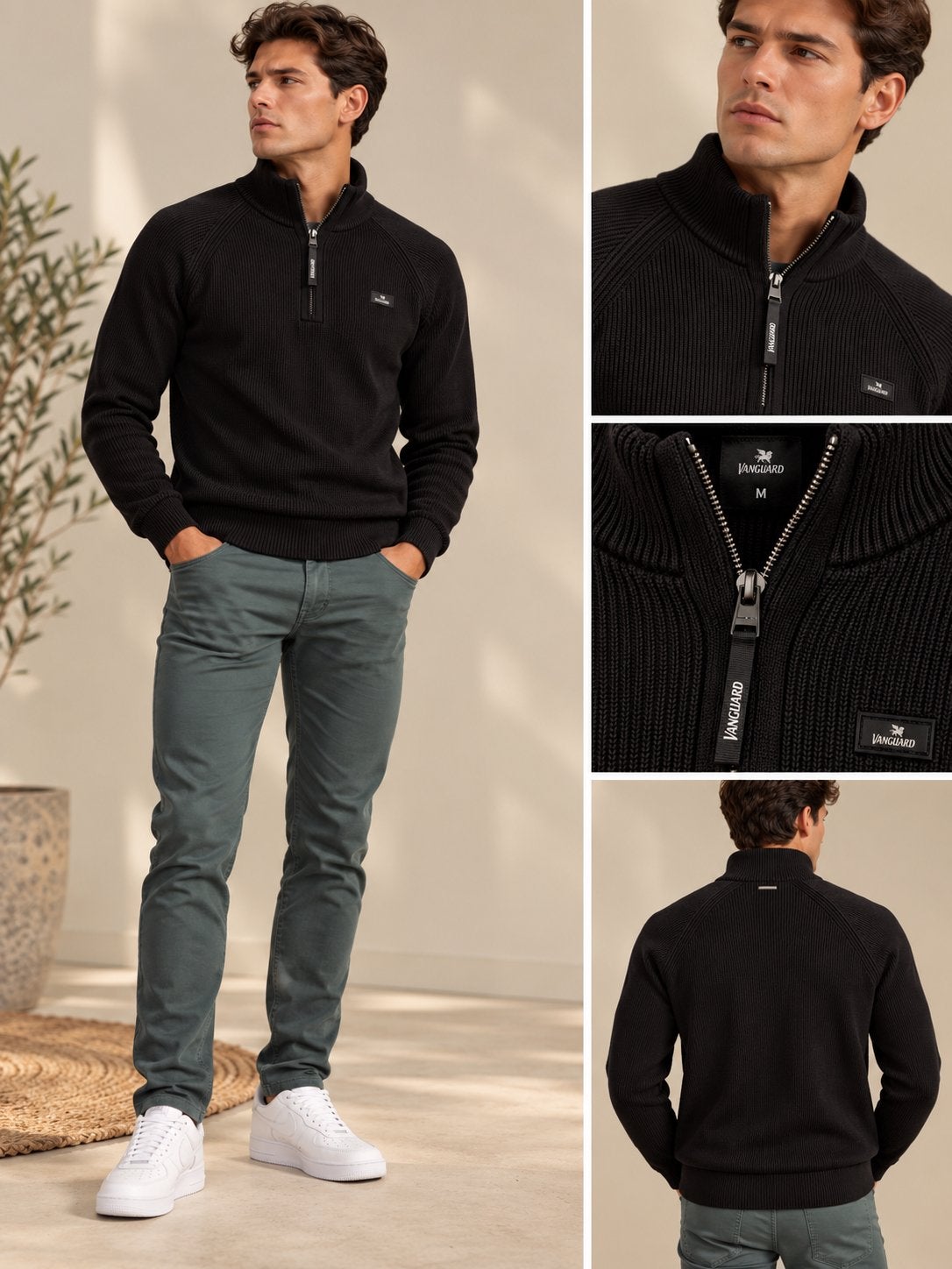 VANGUARD Heren Trui – Half-Zip – Maat M – Zwart, Ophalen of Verzenden, Nieuw, Maat 48/50 (M), Zwart