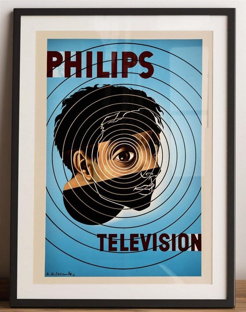 PHILIPS Television Vintage Reclame poster affiche Cassandre, Verzamelen, Verzenden, Nieuw, Overige typen