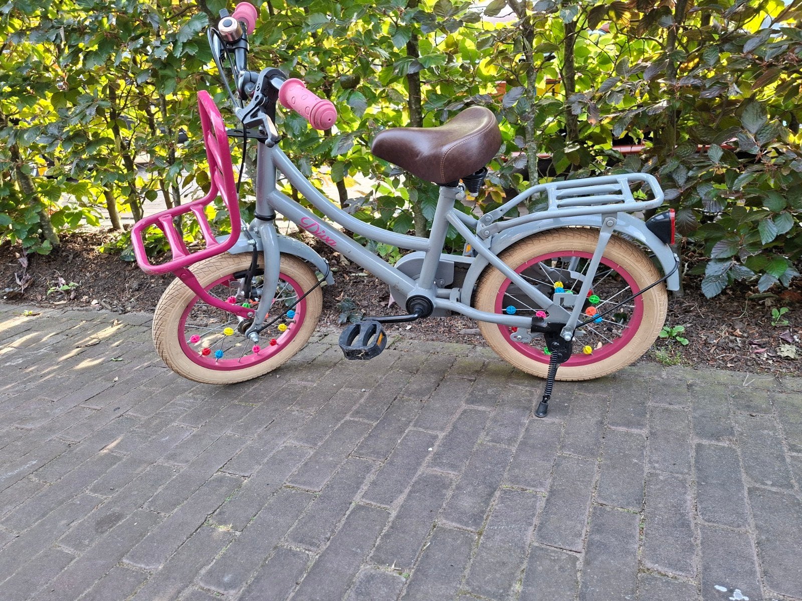 Kinderfiets 14 inch, Ophalen of Verzenden, Gebruikt, Minder dan 16 inch, Zijwieltjes