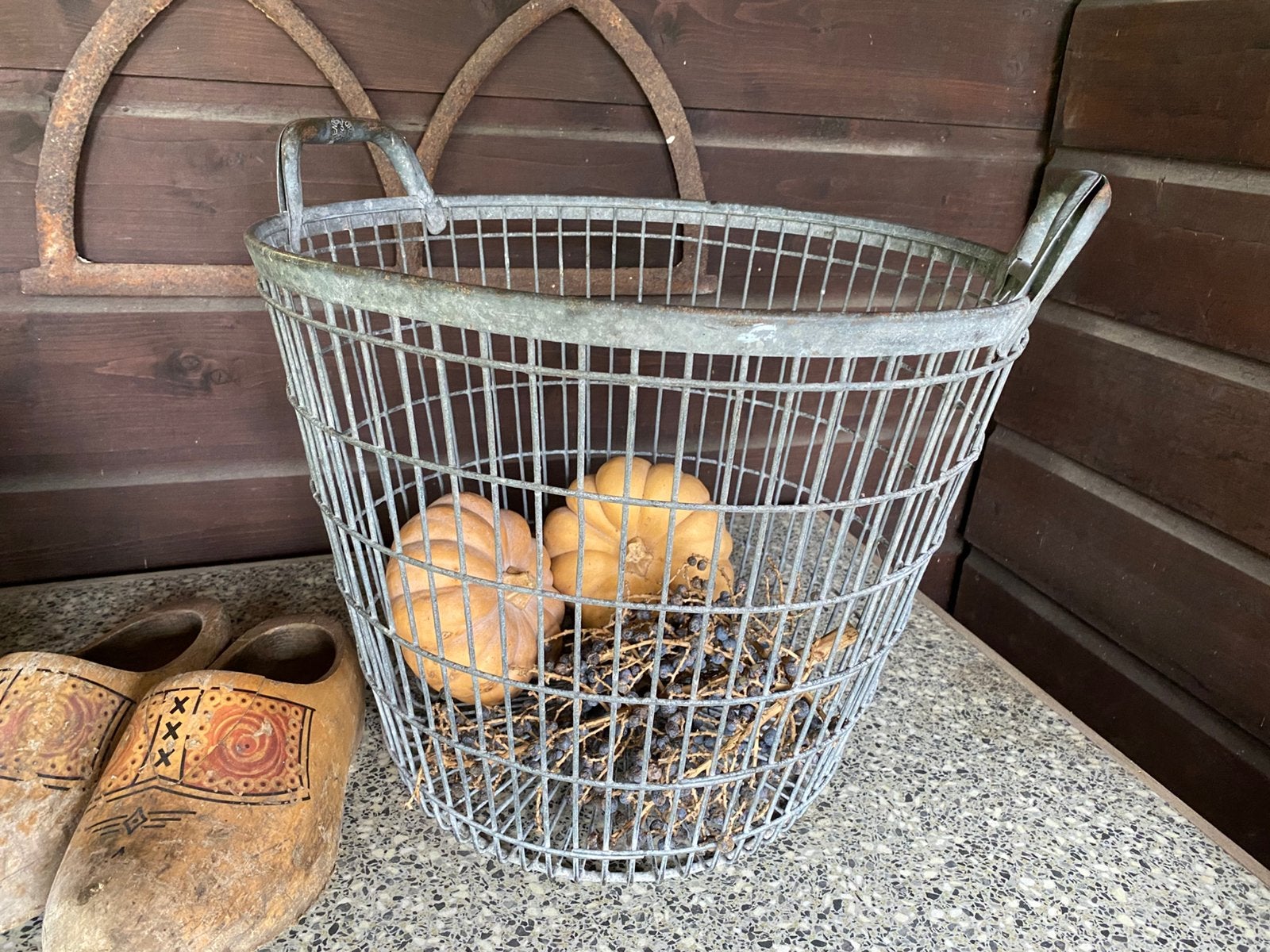 Vintage zinken aardappel/ blad/ draadmand, Ophalen of Verzenden
