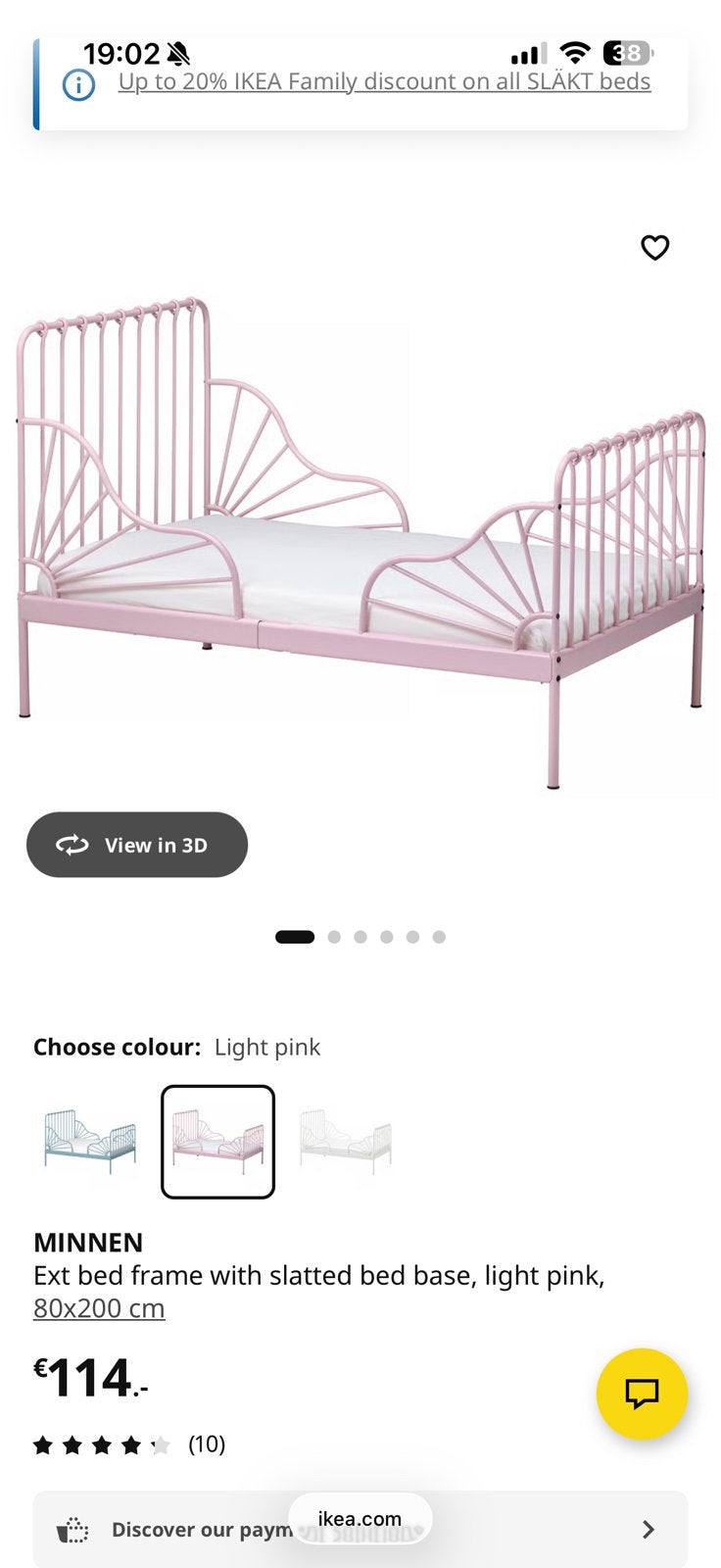 bed frame with slatted bed base, light pink, 80x200 cm, Ophalen, Gebruikt, 70 tot 85 cm, Lattenbodem