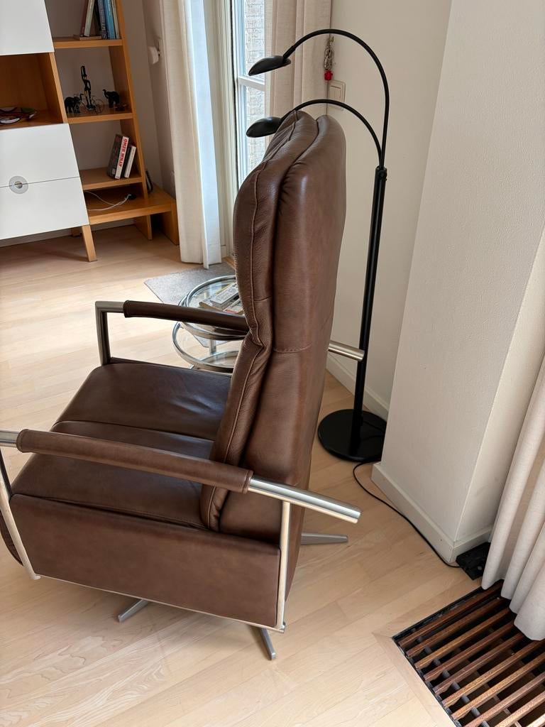 Dat Zit Oplaadbare Relaxfauteuil - Bruin Leer, Ophalen of Verzenden, Zo goed als nieuw