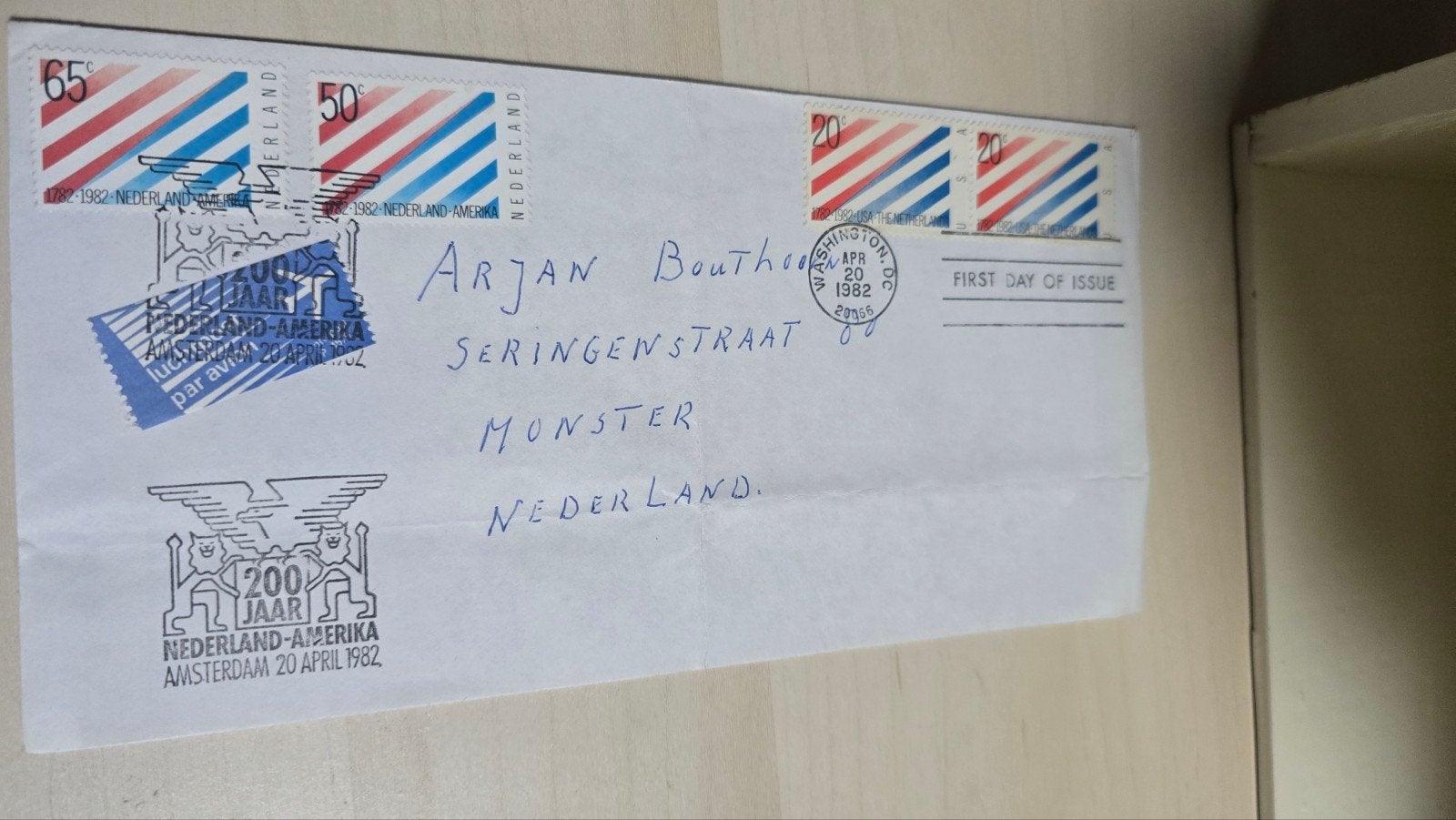 Eerste Dag Uitgifte envelop Nederland-Amerika 1982, Postzegels en Munten, Postzegels | Eerstedagenveloppen, Ophalen of Verzenden