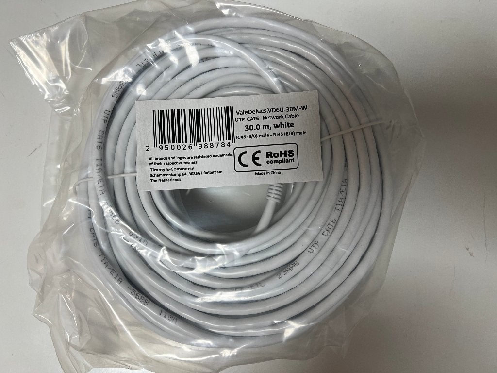 Internetkabel CAT6 30 meter wit UTP Netwerkkabel (NIEUW), S, Nieuw, Ophalen of Verzenden, S