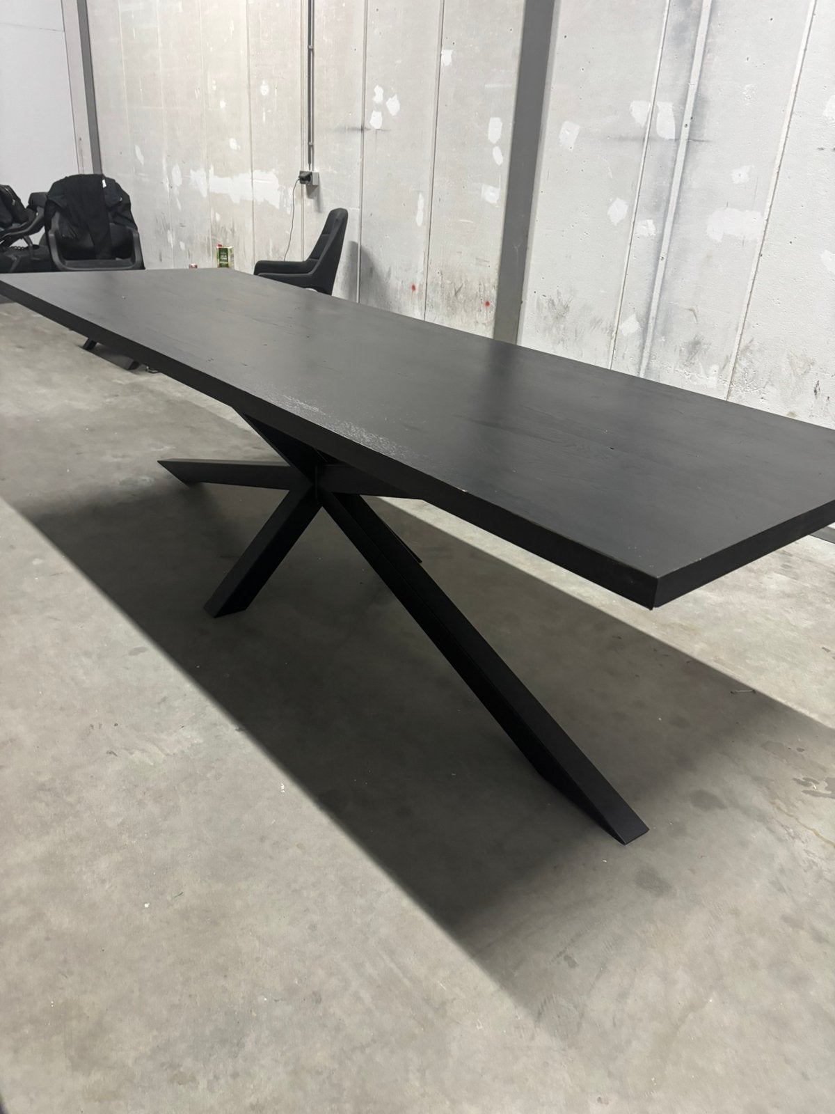 Grote zwarte eettafel – 300 × 100 cm matrix spinpoot, Ophalen, 200 cm of meer, 50 tot 100 cm, Zo goed als nieuw
