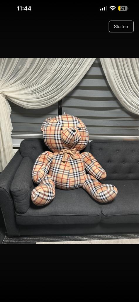 Grote geruite teddybeer - nieuw, Beer, Ophalen of Verzenden, Zo goed als nieuw, Groot (groter dan 80 cm)