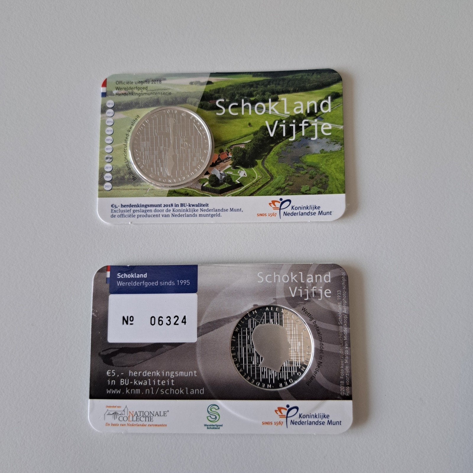 Nederland 5 Euro 2018 Schokland Coincard BU, Ophalen of Verzenden, Koningin Beatrix, Euro's, Losse munt