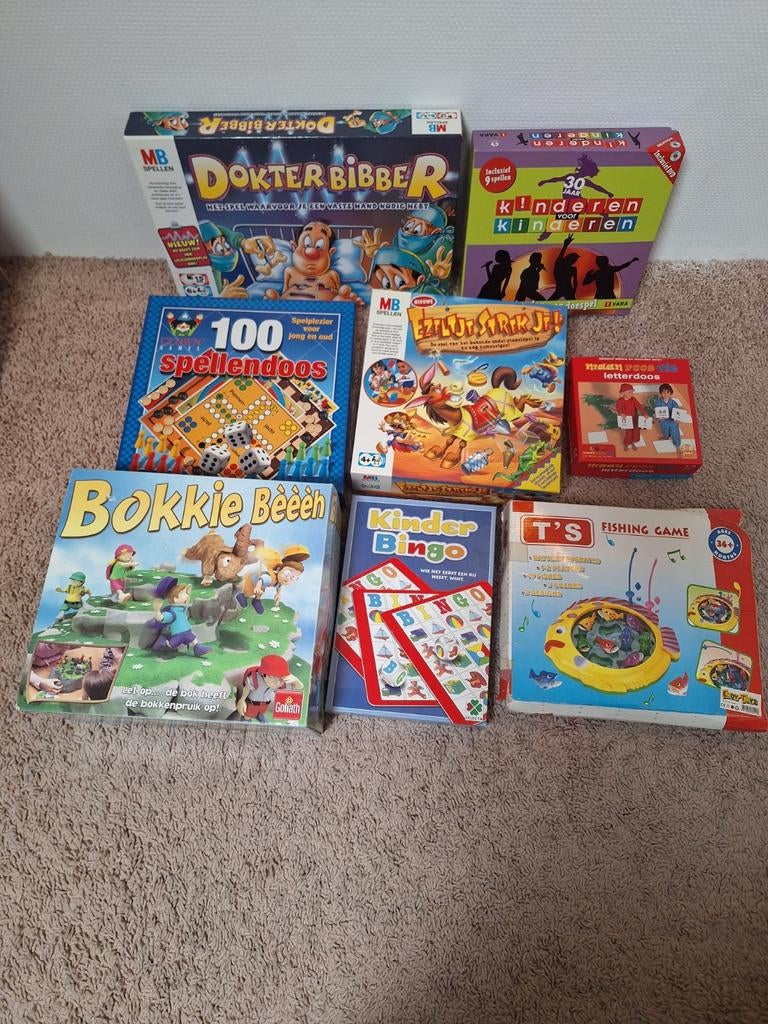 Diverse Bordspellen Collectie - Dokter Bibber, Bokkie Bèèèh, Vijf spelers of meer, Ophalen of Verzenden, Gebruikt