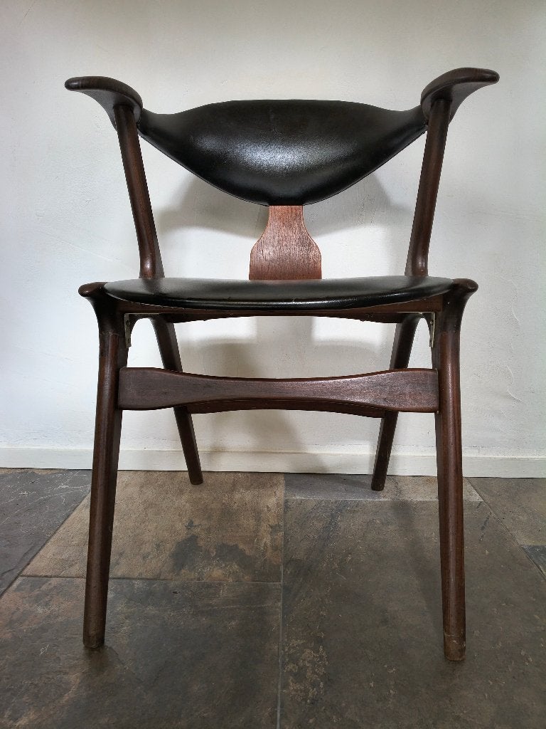 Louis van Teeffelen, Koehoornstoel 60s design, Gebruikt, Zwart, Ophalen, Hout