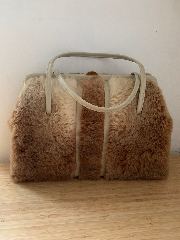 Vintage Lee Roye kangoeroe bont handtas '60s, Ophalen of Verzenden, Zo goed als nieuw, Bruin, Handtas
