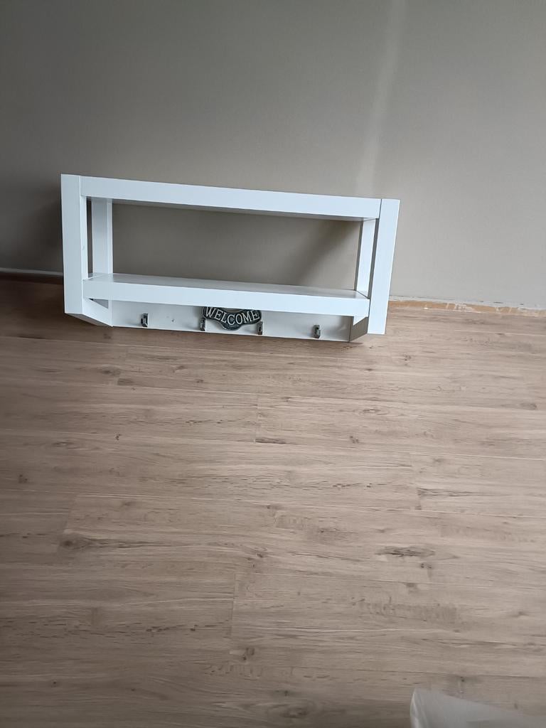 🔊Witte wandkapstok met plank en haken✅, Huis en Inrichting, Woonaccessoires | Kapstokken, Wandkapstok, Gebruikt, Ophalen of Verzenden
