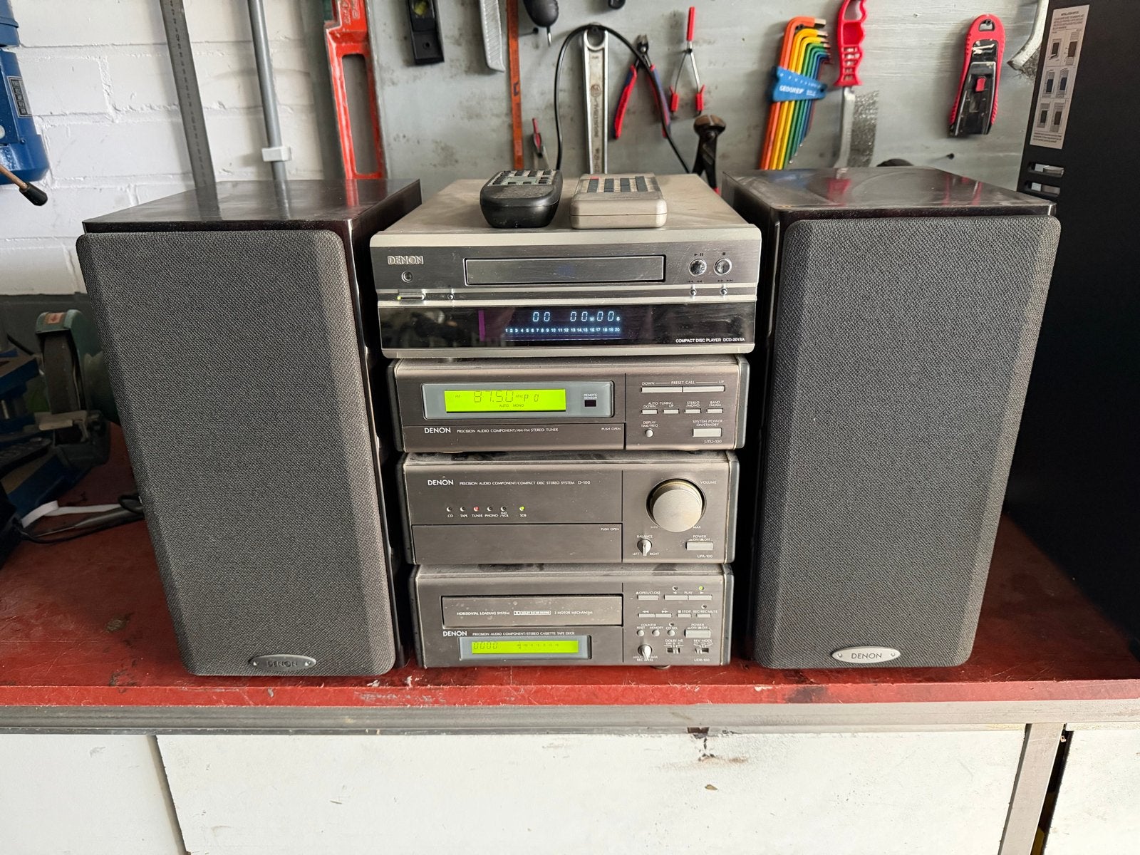 Denon D-100 Hifi Set met Speakers en Afstandsbediening, Ophalen, Gebruikt, Cassettedeck, Denon