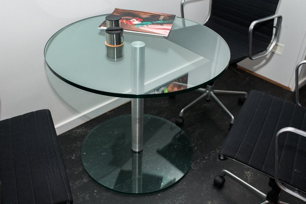 Glazen disgn Tafel, Ophalen, Gebruikt, 50 tot 100 cm, Rond