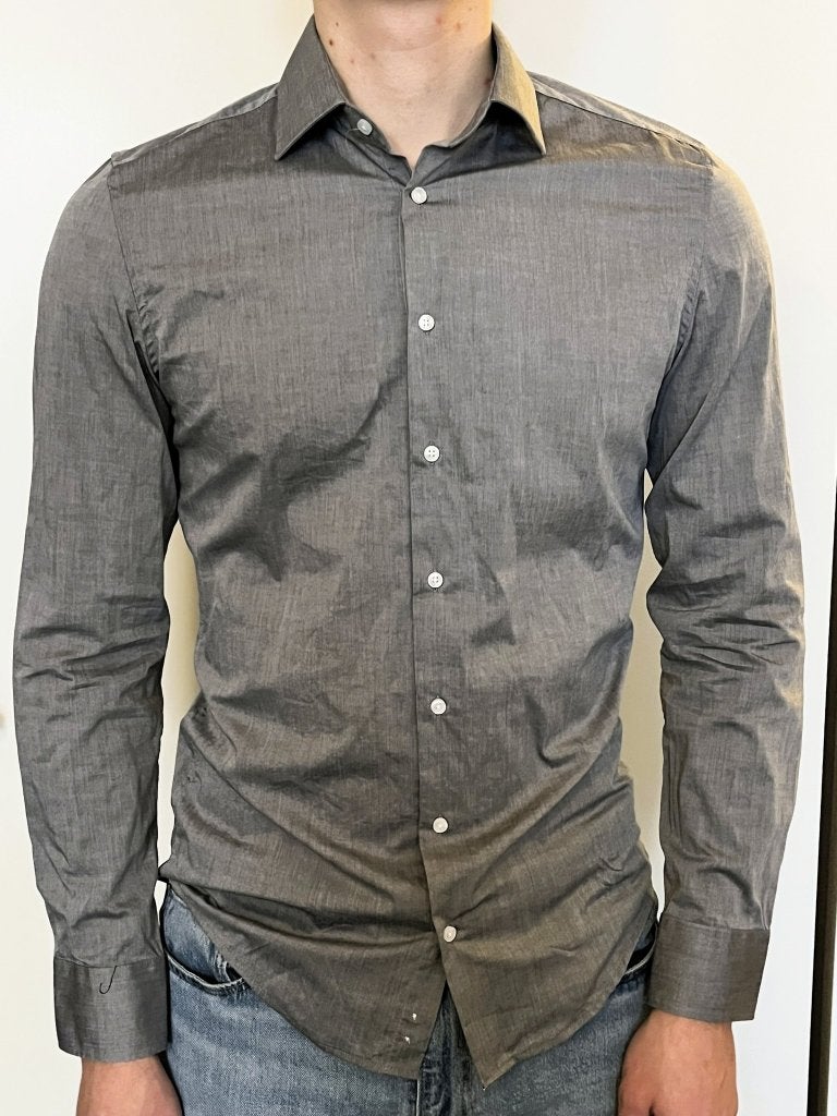 Seidensticker Slim Fit Overhemd – Grijs– Maat 38 / S (15), Halswijdte 38 (S) of kleiner, Ophalen of Verzenden, Zo goed als nieuw