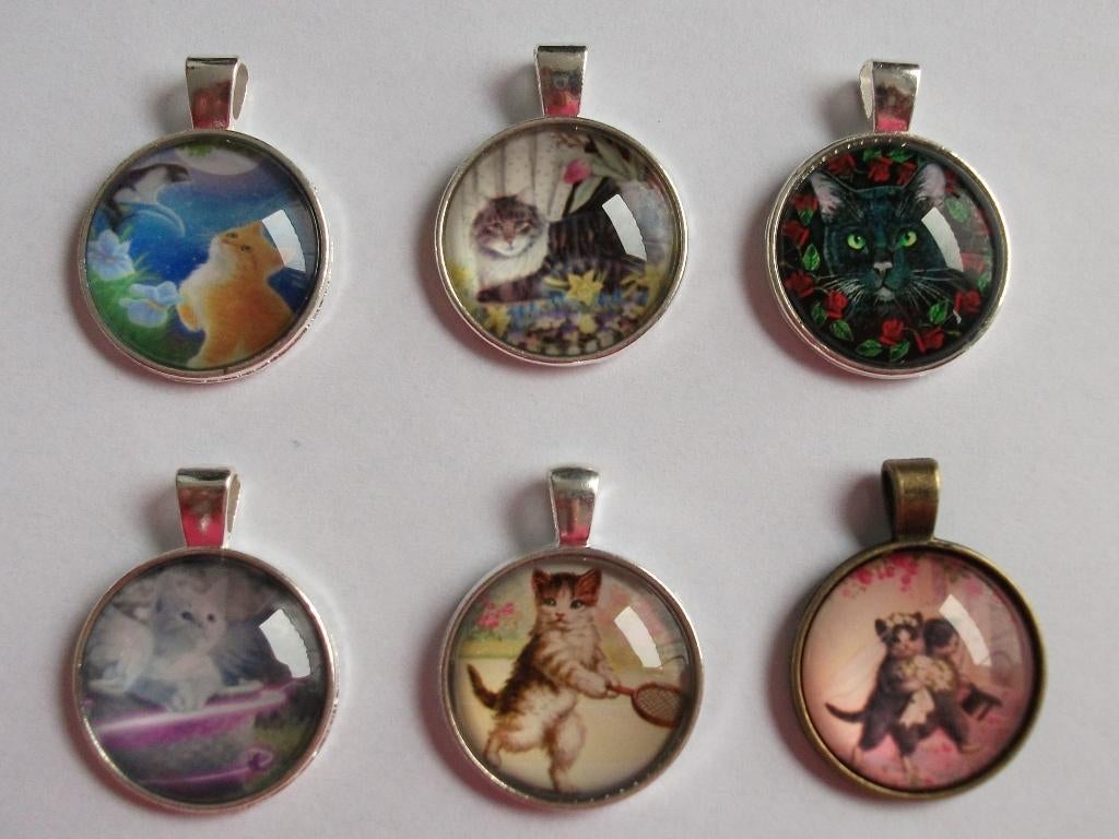 Poezen katten kettinghangers hangers, Overige materialen, Nieuw, Ophalen of Verzenden, Zilver