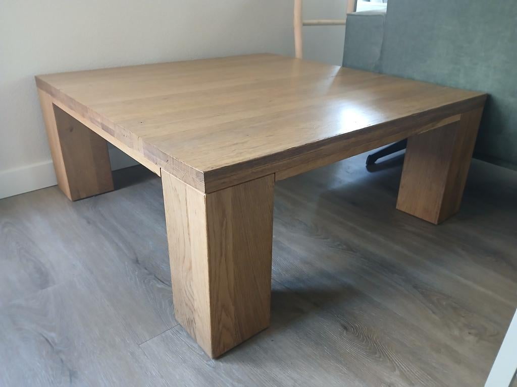 Eiken salontafel 1 x 1 meter, Ophalen, Vierkant, 100 tot 150 cm, 50 tot 100 cm