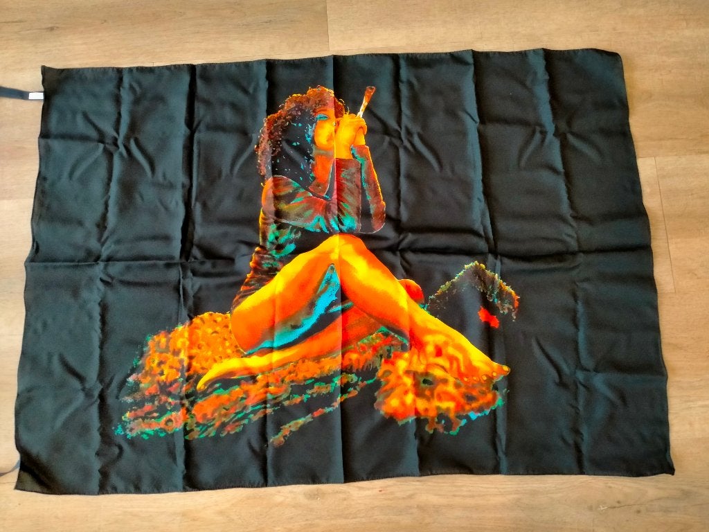 Hippie rokend flower power vintage logo vlag rare, Verzenden, Zo goed als nieuw