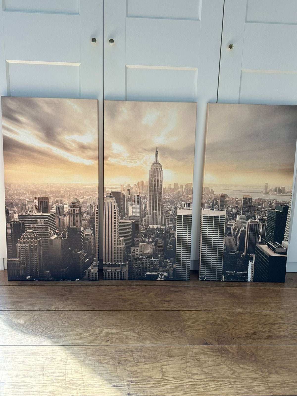 Canvas 3 luik schilderij New York, Ophalen, Zo goed als nieuw, Schilderij, 75 cm of meer