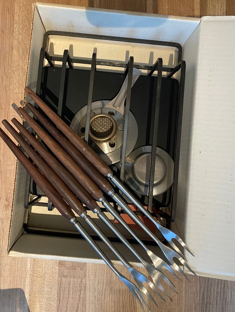 Vintage Spring Culinac Fonduerechaud + 6 Vorken (In Doos), Ophalen of Verzenden