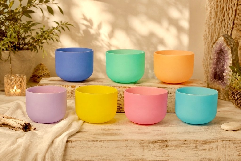SET KRISTALLEN KLANKSCHALEN IN CHAKRA KLEUREN, Ophalen, Nieuw, Overige soorten