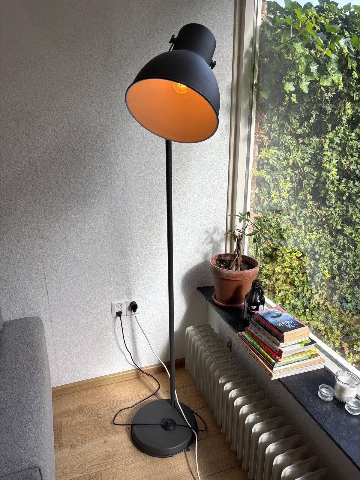 Ikea staande lamp - Grijs, Ophalen, Gebruikt, E27 (groot), Metaal