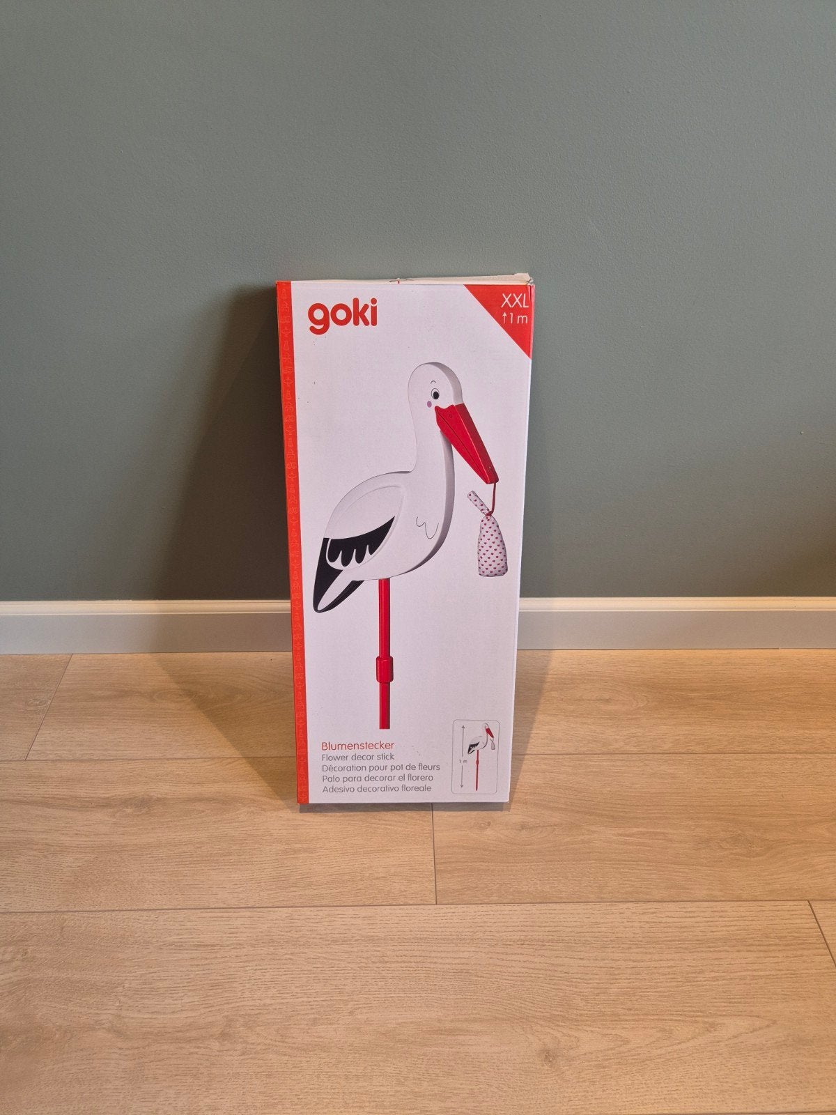 Goki Ooievaar Geboortebord XXL - 1 meter hoog, Ophalen