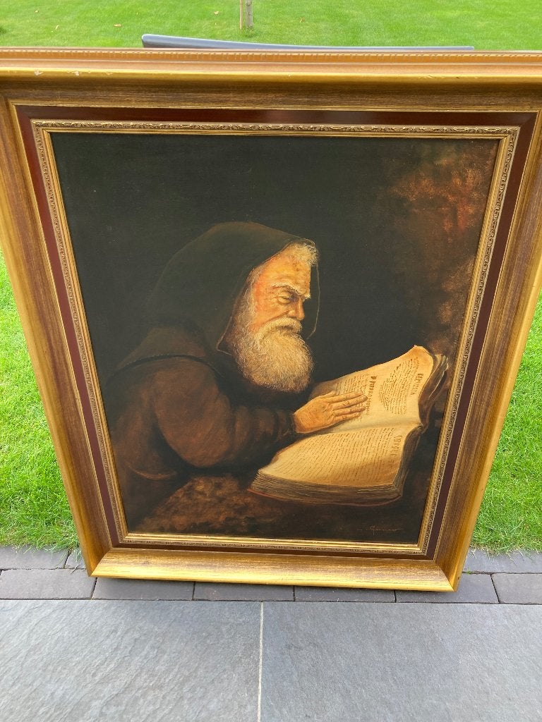 Schilderij Monnik, Ophalen, Doek, Portret of Personen, Bijzondere lijst