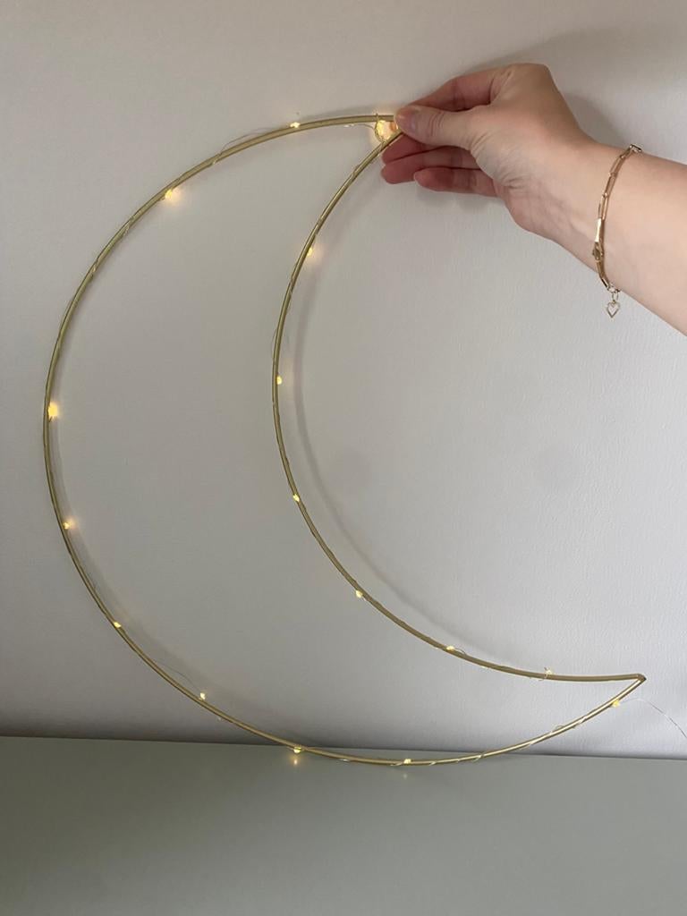 Wanddecoratie Maanvormige Lamp - 50 cm, Ophalen, Zo goed als nieuw, Goud, Metaal