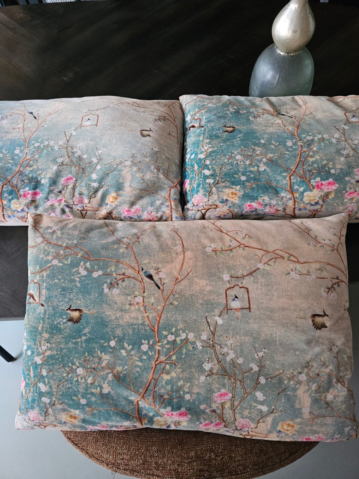 3 prachtige velours kussens van Mars & More, Huis en Inrichting, Meerkleurig, Met print, Ophalen of Verzenden, Zo goed als nieuw