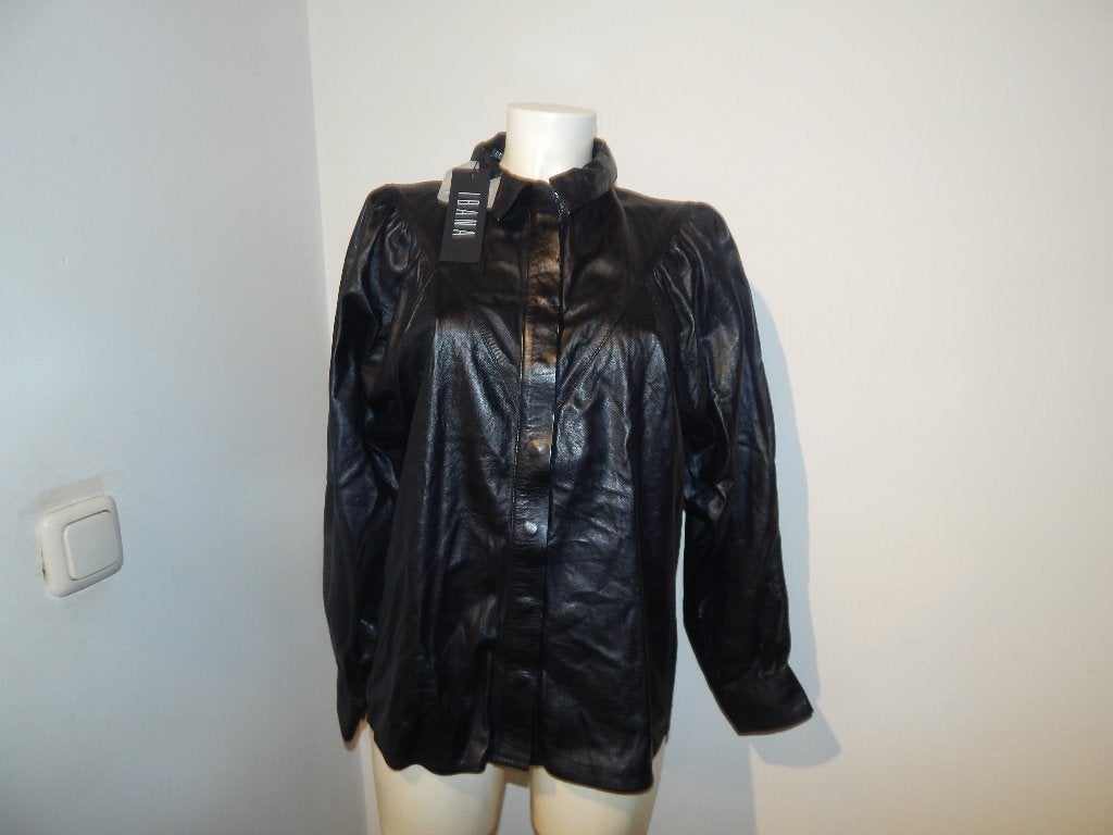 Ibana nieuwe leren blouse zwart opstaand kraagje Nieuw 40, Maat 38/40 (M), Verzenden, Zwart, Nieuw