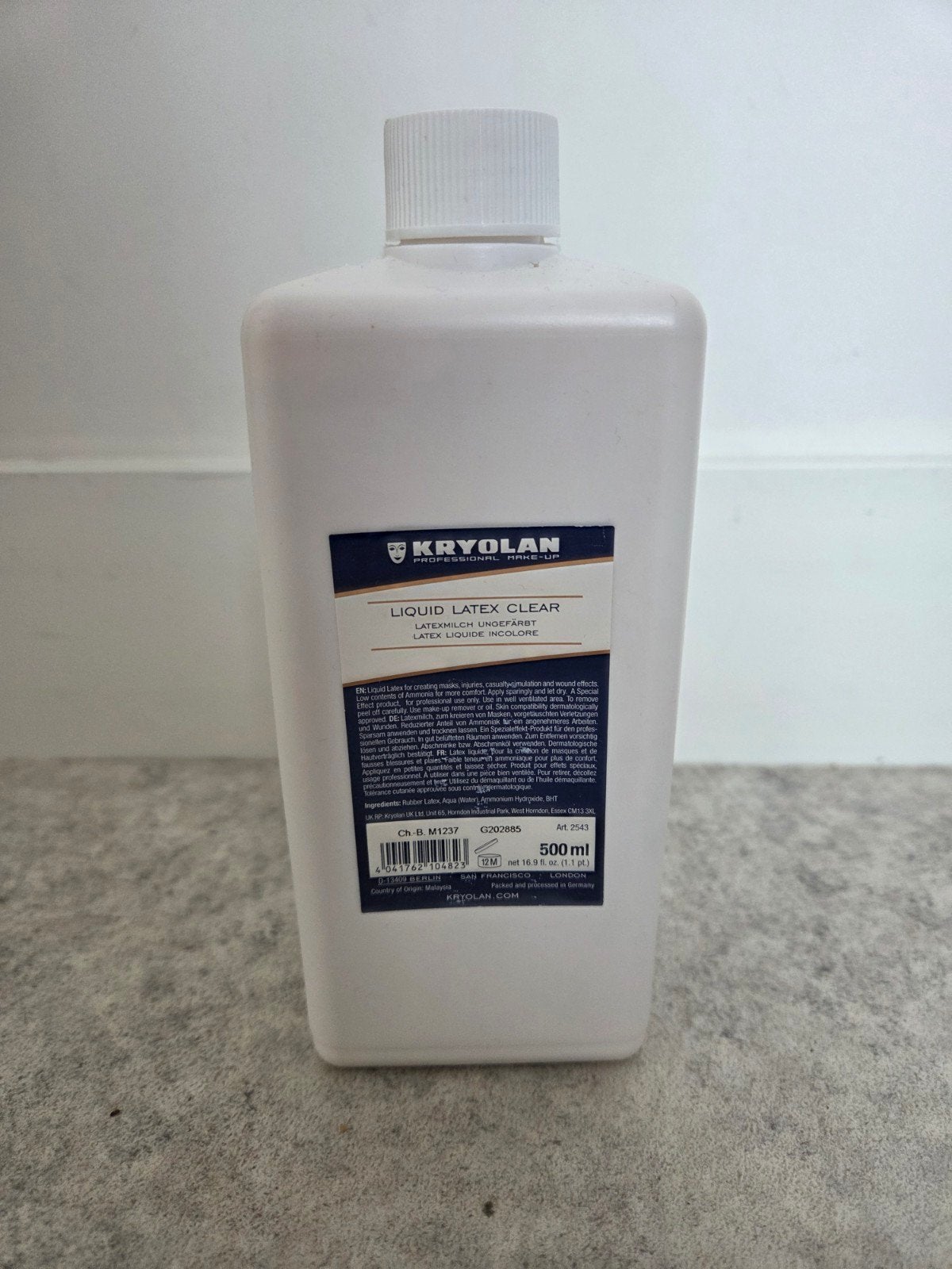 Kryolan Liquid Latex Clear - 500ml, Overige kleuren, Gehele gezicht, Nieuw, Ophalen of Verzenden