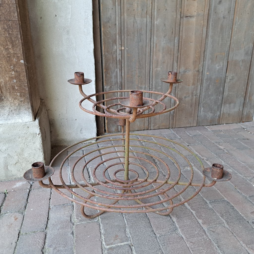 Brocante metalen étagère mand kandelaar roest *Etage3*, Gebruikt, ., Ophalen of Verzenden, .