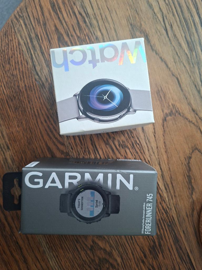 Garmin Forerunner 745 & Samsung Galaxy Watch Active, Ophalen, Zo goed als nieuw, Zwart, Android