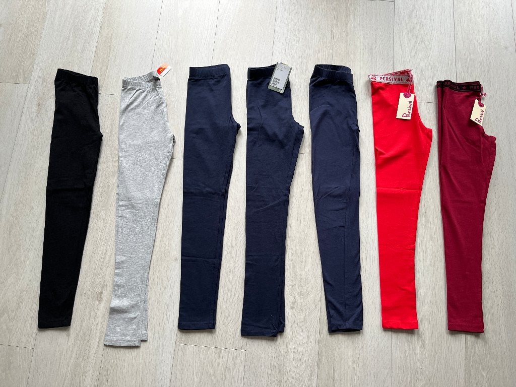 7 Basic Leggings Legging Blauw, Rood & Grijs Zwart 152 - 158, Broek, Meisje, H&M, Nieuw