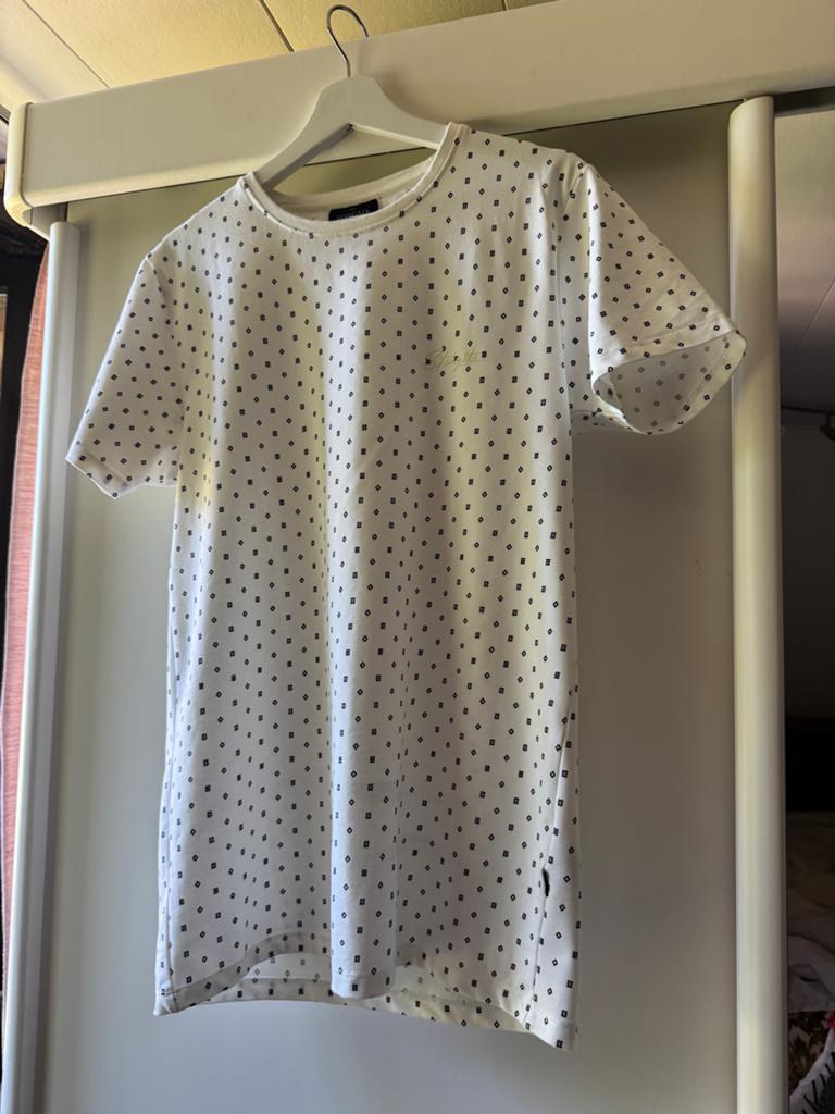 Chique Stangata heren t-shirt met patroon, Kleding | Heren, Ophalen of Verzenden, Zo goed als nieuw, Maat 46 (S) of kleiner, Wit